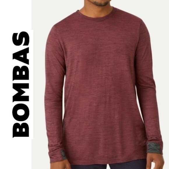 Bombas Other - Bombas Men’s Medium Maroon Merino Wool Blend Crew Neck Shirt Long Sleeve